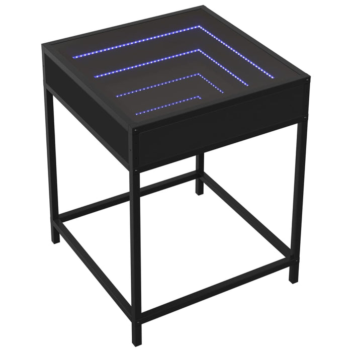 Tavolino da Salotto con LED Infinity Nero 40x40x51 cm 847672