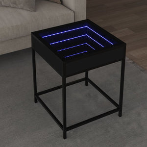 Tavolino da Salotto con LED Infinity-Tavolino da soggiorno Nero 40x40x51 cm 609448