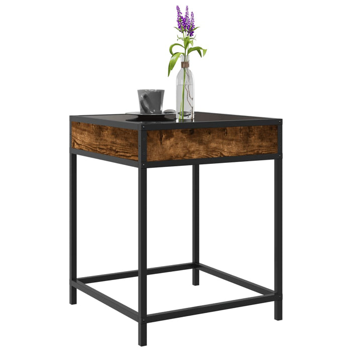 Tavolino da Salotto con LED Infinity-Tavolino da soggiorno Rovere Fumo 40x40x51 cm 927497