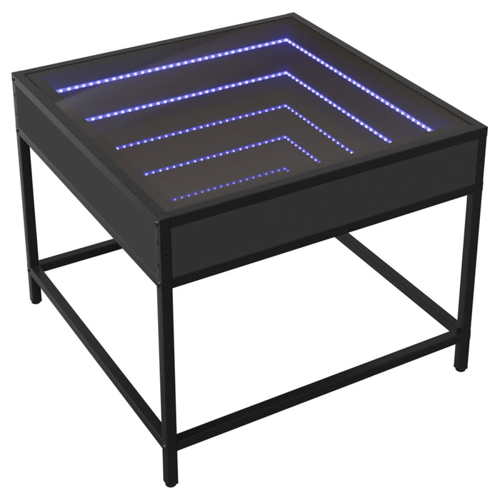 Tavolino da Salotto con LED Infinity Nero 50x50x41 cm 847677