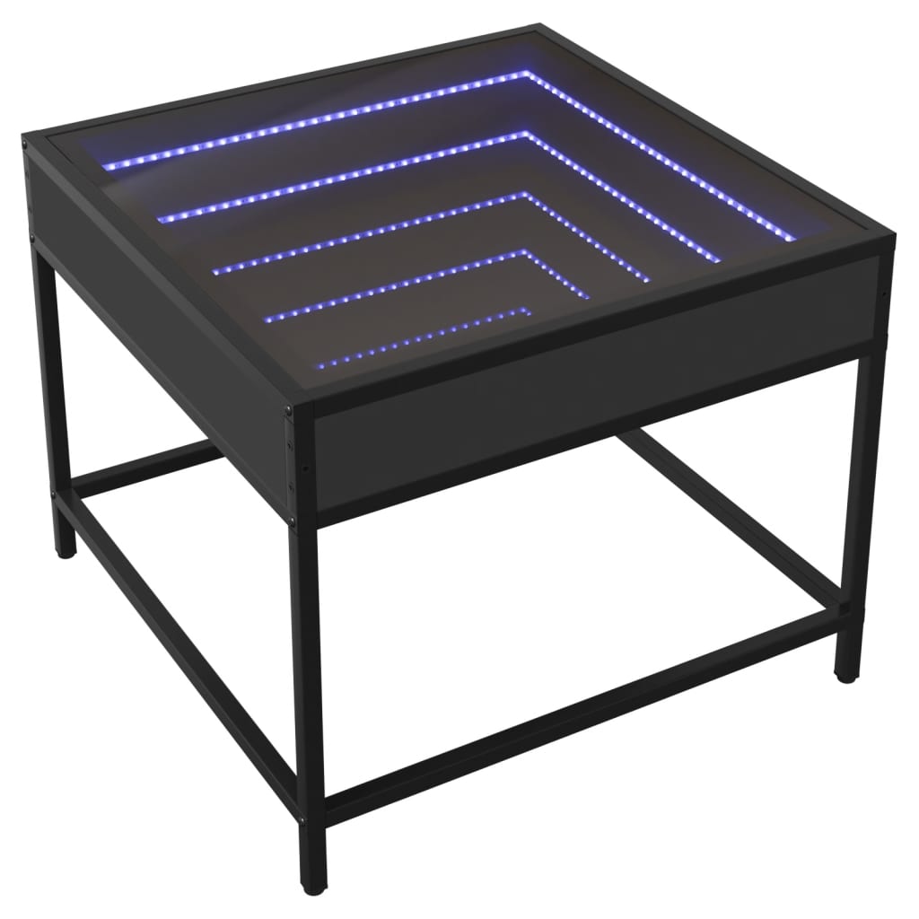 Tavolino da Salotto con LED Infinity-Tavolino da soggiorno Nero 50x50x41 cm