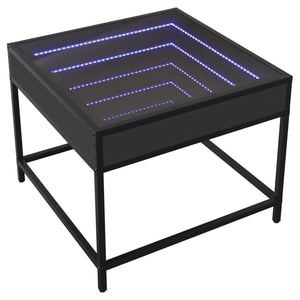 Tavolino da Salotto con LED Infinity-Tavolino da soggiorno Nero 50x50x41 cm