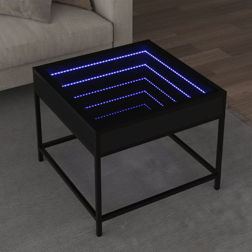 Tavolino da Salotto con LED Infinity Nero 50x50x41 cm 847677