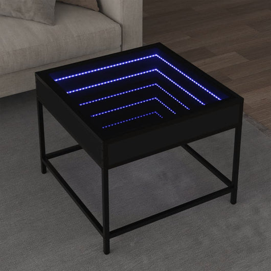 Tavolino da Salotto con LED Infinity Nero 50x50x41 cm 847677