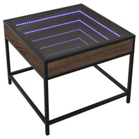 Tavolino da Salotto con LED Infinity-Tavolino da soggiorno Rovere Marrone 50x50x41 cm