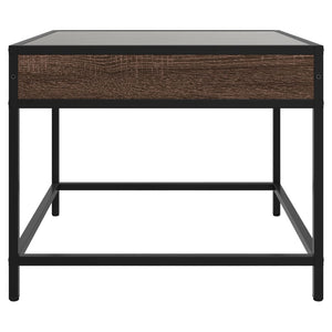 Tavolino da Salotto con LED Infinity-Tavolino da soggiorno Rovere Marrone 50x50x41 cm