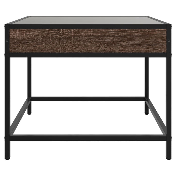 Tavolino da Salotto con LED Infinity-Tavolino da soggiorno Rovere Marrone 50x50x41 cm