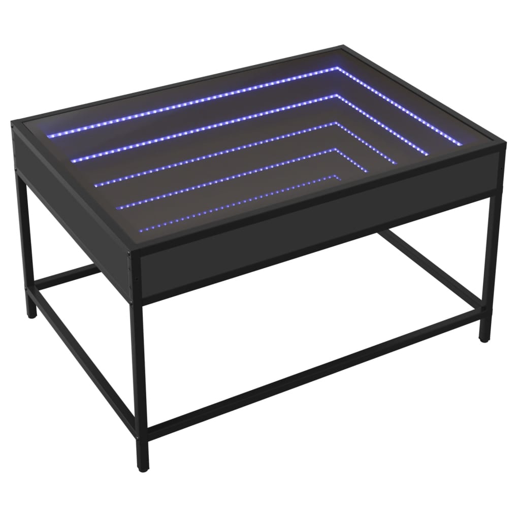 Tavolino da Salotto con LED Infinity Nero 70x50x41 cm 847682