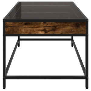 Tavolino da Salotto con LED Infinity-Tavolino da soggiorno Rovere Fumo 70x50x41 cm