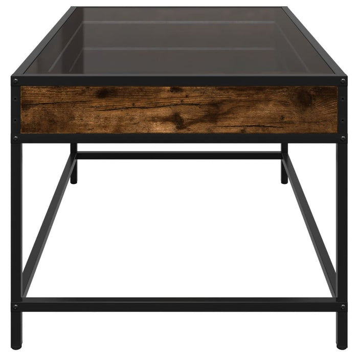 Tavolino da Salotto con LED Infinity Rovere Fumo 70x50x41 cm 847684