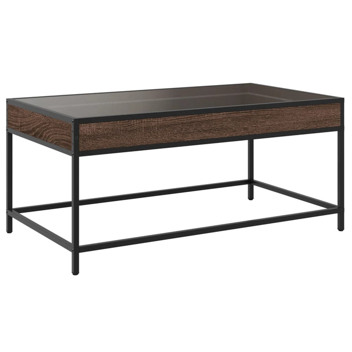 Tavolino da Salotto con LED Infinity Rovere Marrone 90x50x41 cm 847691