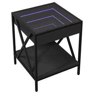 Tavolino da Salotto con LED Infinity Nero 40x40x49 cm 847692