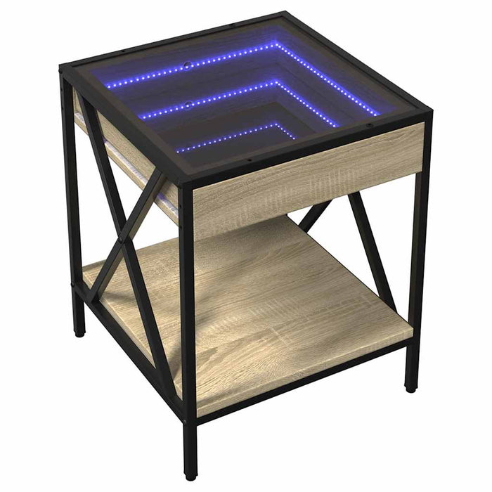 Tavolino da Salotto con LED Infinity-Tavolino da soggiorno Rovere Sonoma 40x40x49 cm