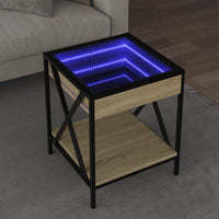 vidaXL Tavolino da Salotto con LED Infinity Rovere Sonoma 40x40x49 cm