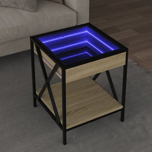 vidaXL Tavolino da Salotto con LED Infinity Rovere Sonoma 40x40x49 cm