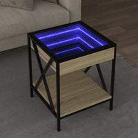 Tavolino da Salotto con LED Infinity-Tavolino da soggiorno Rovere Sonoma 40x40x49 cm