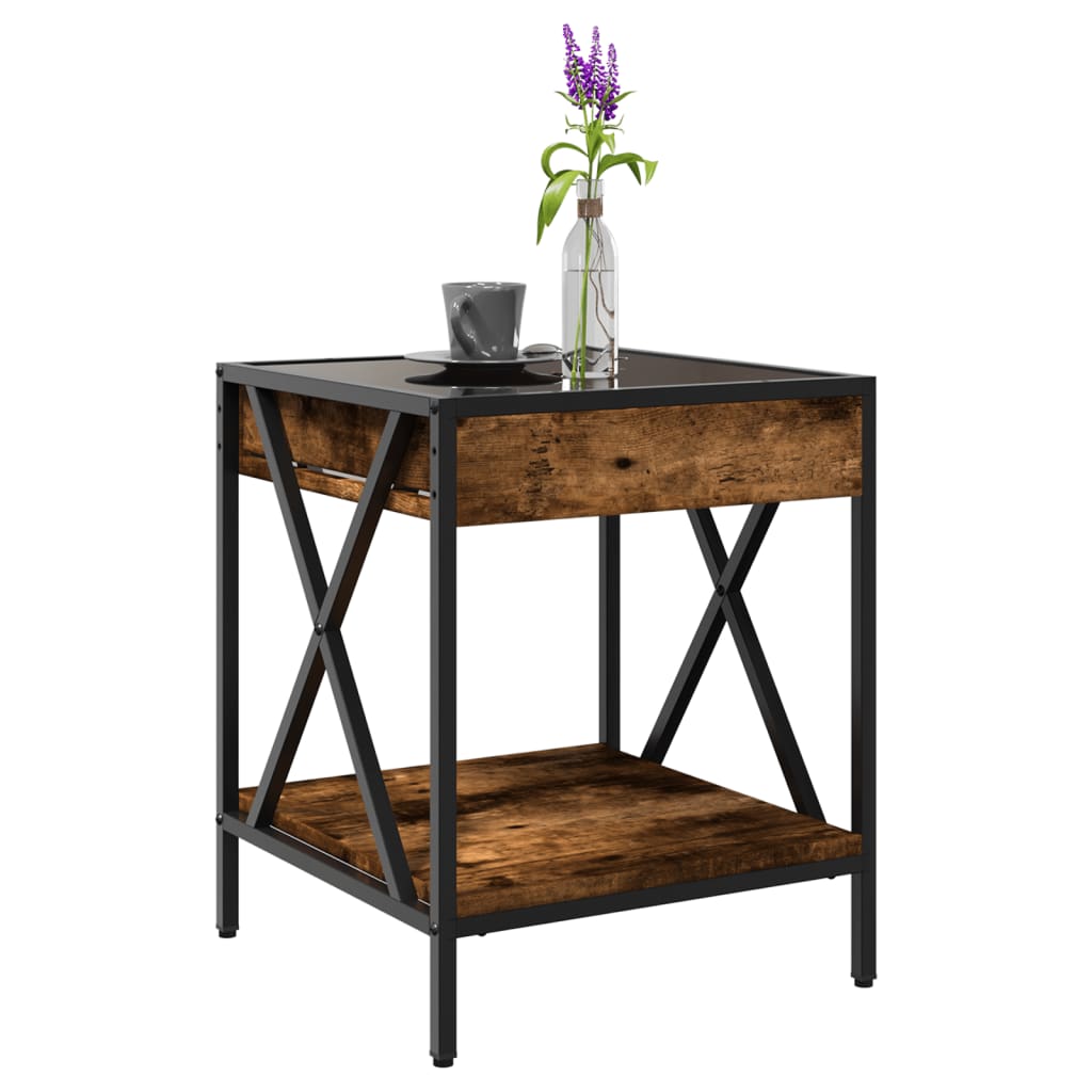 Tavolino da Salotto con LED Infinity Rovere Fumo 40x40x49 cm 847694