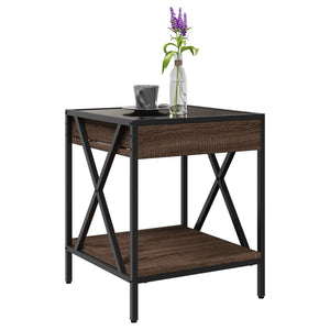 Tavolino da Salotto con LED Infinity Rovere Marrone 40x40x49 cm 847696