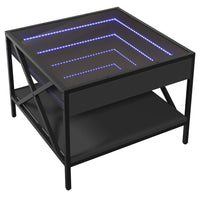 Tavolino da Salotto con LED Infinity Nero 50x50x38 cm 847697
