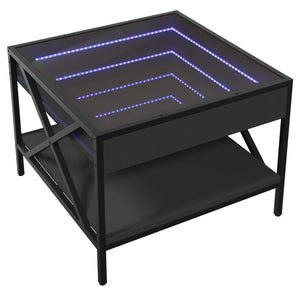 Tavolino da Salotto con LED Infinity Nero 50x50x38 cm 847697