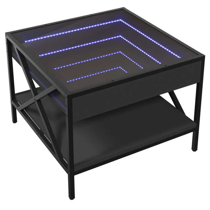 Tavolino da Salotto con LED Infinity Nero 50x50x38 cm 847697
