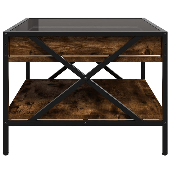 Tavolino da Salotto con LED Infinity Rovere Fumo 50x50x38 cm 847699