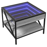 vidaXL Tavolino da Salotto con LED Infinity Grigio Sonoma 50x50x38 cm
