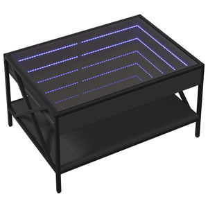 Tavolino da Salotto con LED Infinity Nero 70x50x38 cm 847702