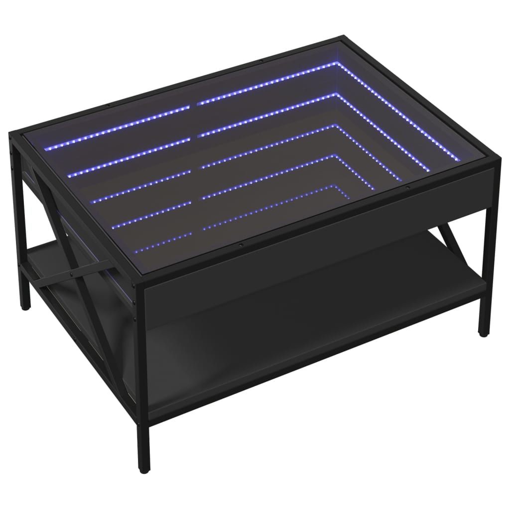 vidaXL Tavolino da Salotto con LED Infinity Nero 70x50x38 cm
