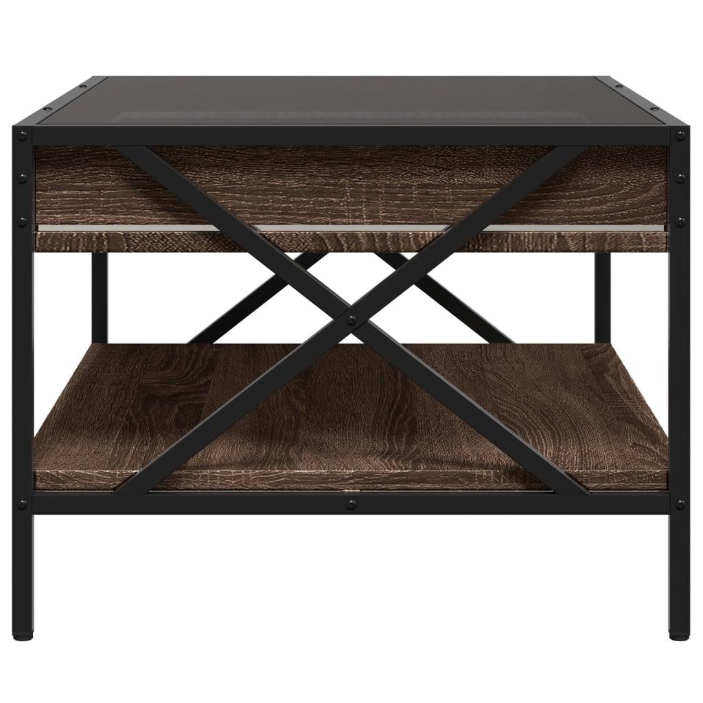 Tavolino da Salotto con LED Infinity-Tavolino da soggiorno Rovere Marrone 70x50x38 cm