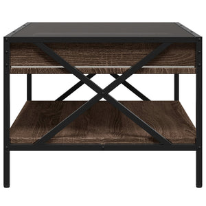 Tavolino da Salotto con LED Infinity-Tavolino da soggiorno Rovere Marrone 70x50x38 cm