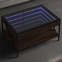 Tavolino da Salotto con LED Infinity-Tavolino da soggiorno Rovere Marrone 70x50x38 cm