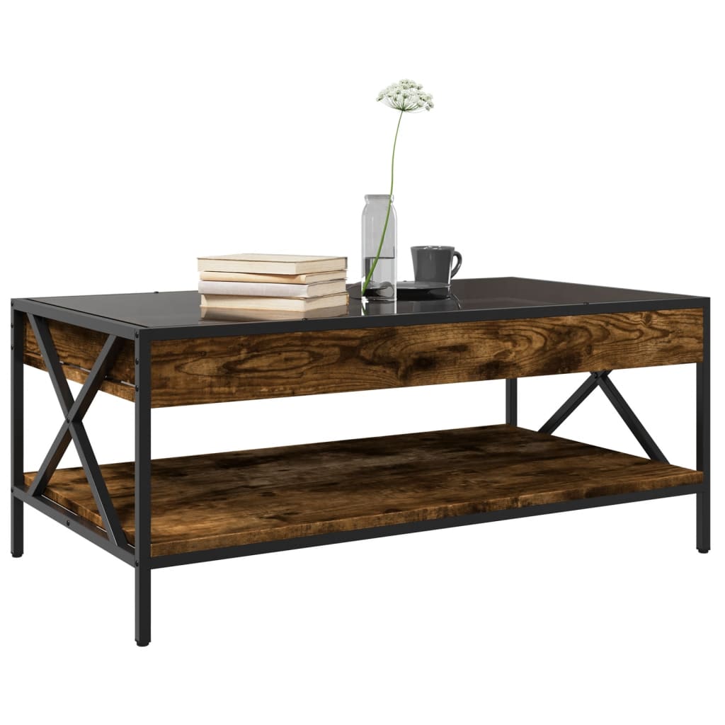 vidaXL Tavolino da Salotto con LED Infinity Rovere Fumo 90x50x38 cm