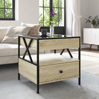 Tavolino da Salotto con LED Infinity Rovere Sonoma 50x50x51 cm