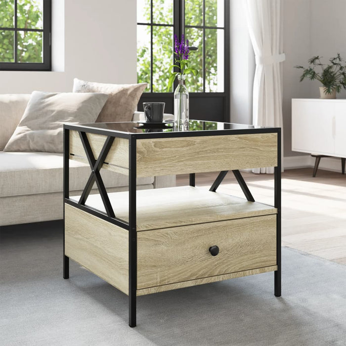 Tavolino da Salotto con LED Infinity Rovere Sonoma 50x50x51 cm