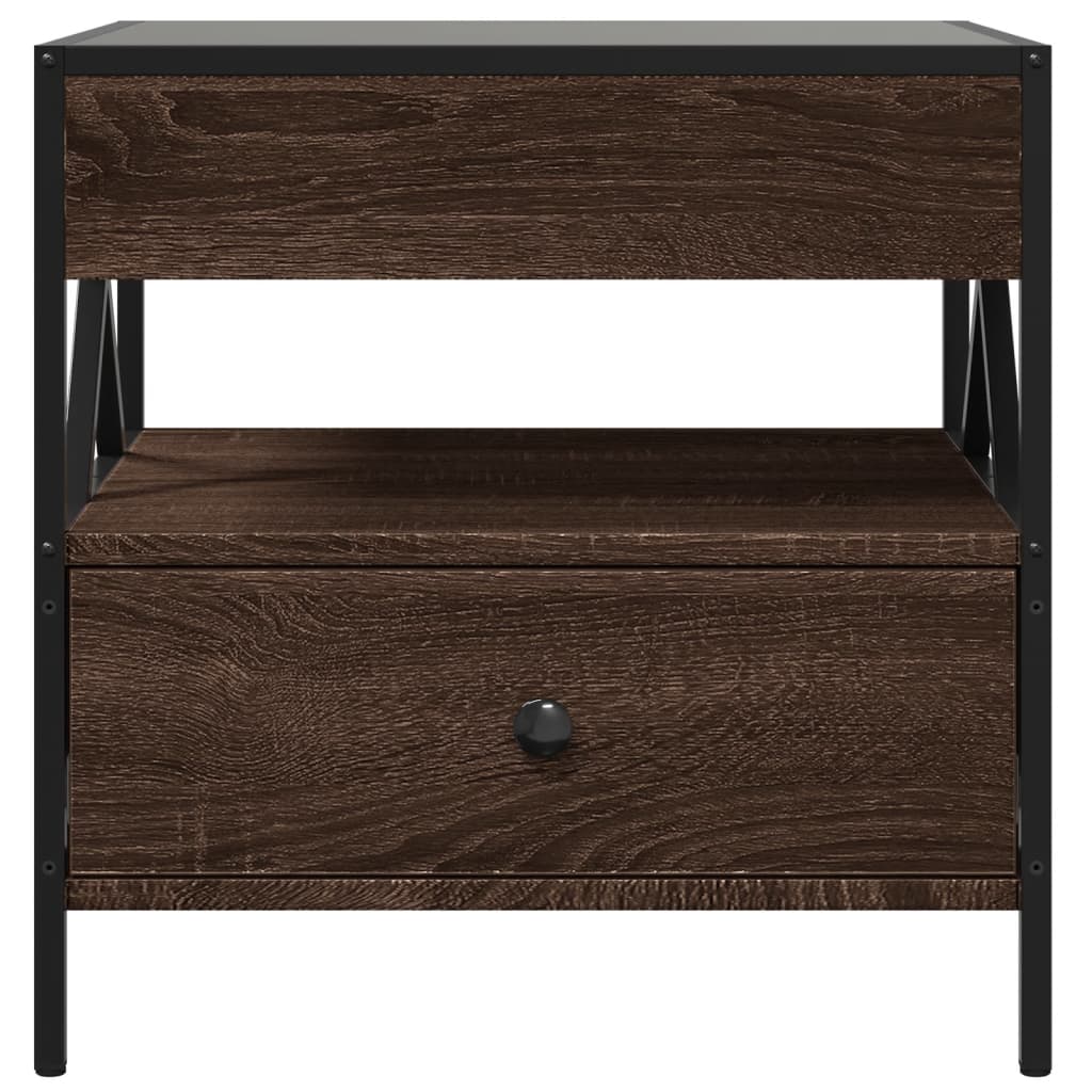 Tavolino da Salotto con LED Infinity Rovere Marrone 50x50x51 cm 847716