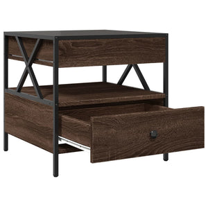 vidaXL Tavolino da Salotto con LED Infinity Rovere Marrone 50x50x51 cm