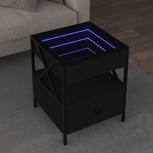 vidaXL Tavolino da Salotto con LED Infinity Nero 40x40x51 cm