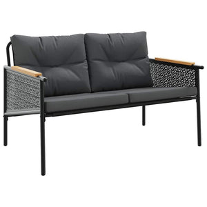 Set Mobili da Balcone 5 pz con Cuscini Nero in Acciaio