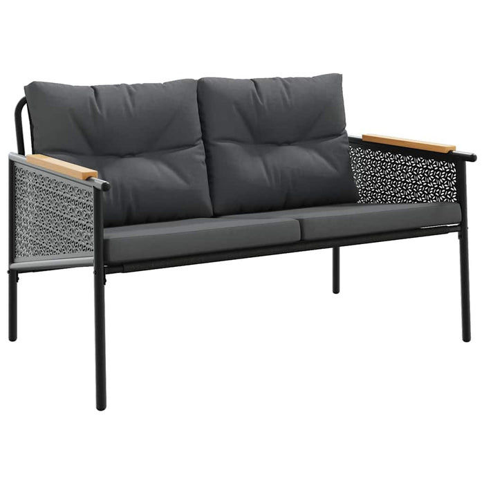 Set Mobili da Balcone 5 pz con Cuscini Nero in Acciaio