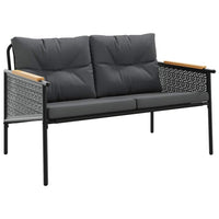 Set Mobili da Balcone 5 pz con Cuscini Nero in Acciaio 3283636