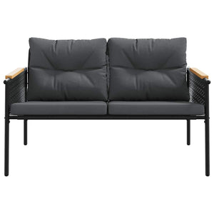 Set Mobili da Balcone 5 pz con Cuscini Nero in Acciaio 3283636