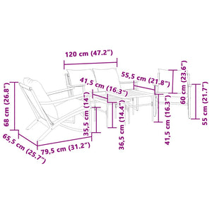 vidaXL Set Mobili da Balcone 5 pz con Cuscini Nero in Acciaio