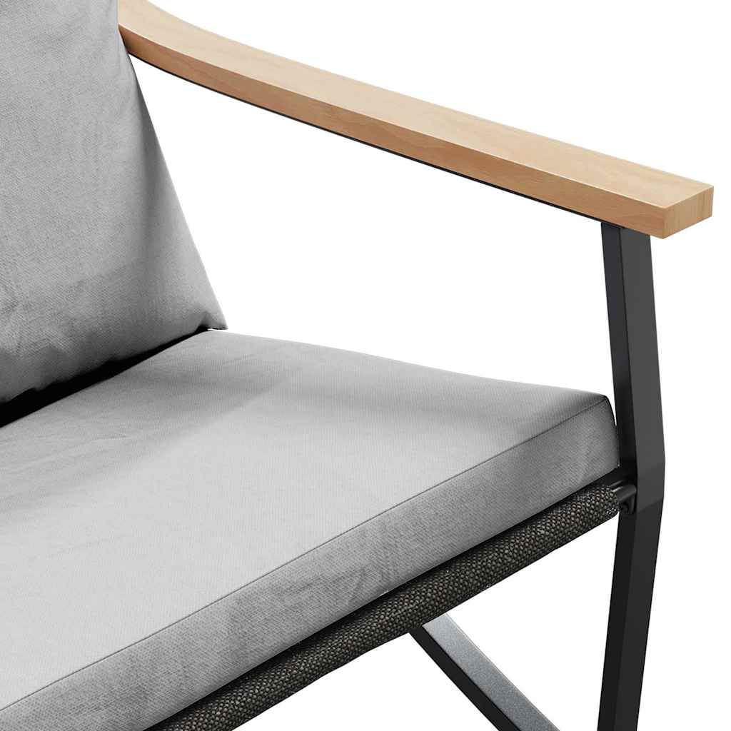 vidaXL Set Mobili da Balcone 5 pz con Cuscini Nero in Acciaio