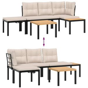 Set Panche Giardino Cuscini 4pz Nero Acciaio Verniciato Polvere 3283639