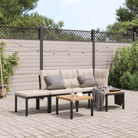 vidaXL Set Panche Giardino Cuscini 4pz Nero Acciaio Verniciato Polvere