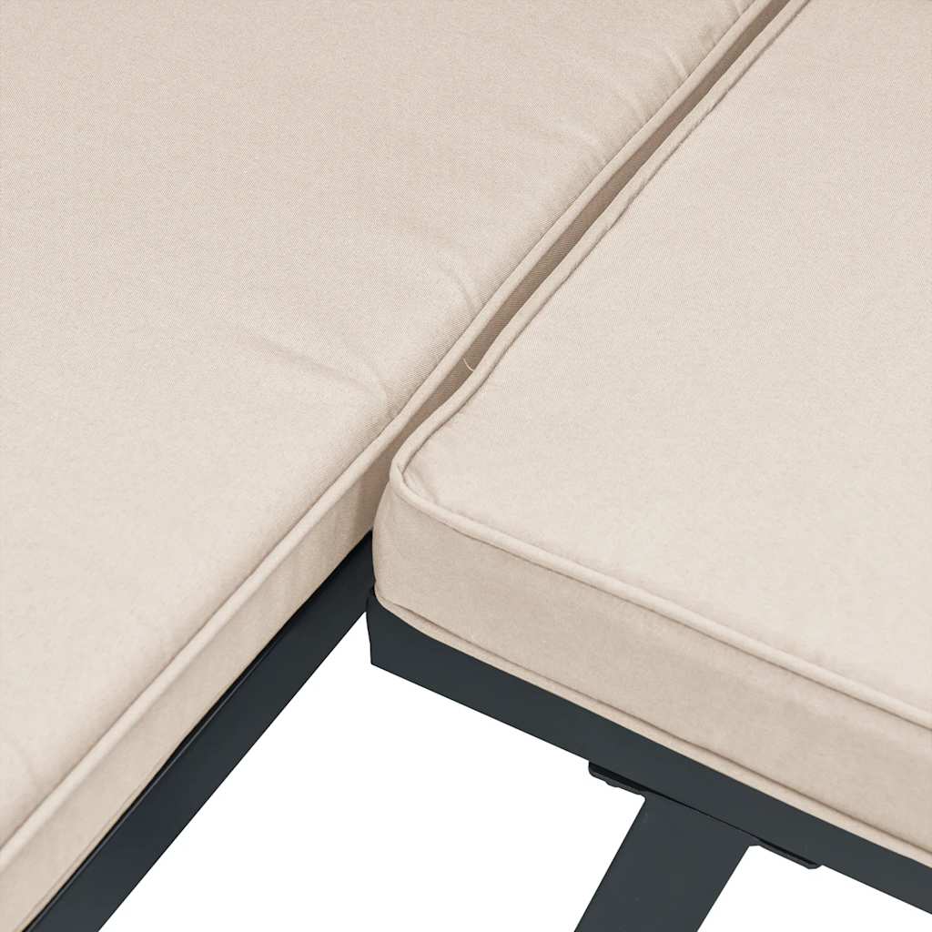 Set Panche Giardino Cuscini 3pz Nero Acciaio Verniciato Polvere