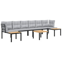 vidaXL Divani Giardino con Cuscini 5pz Neri Acciaio Verniciato Polvere