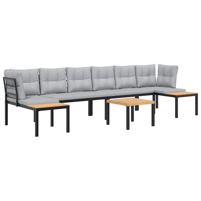 vidaXL Divani Giardino con Cuscini 5pz Neri Acciaio Verniciato Polvere