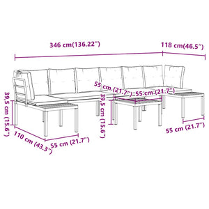 vidaXL Divani Giardino con Cuscini 5pz Neri Acciaio Verniciato Polvere